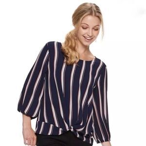 Pink Republic Stripe Twist Front Top